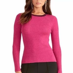 RACHEL RACHEL ROY Metallic Pink Pullover Crew Neck Sweater Small